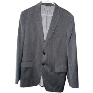 Banana Republic Tailored Fit 44R Mens Herringbone Blazer Italian 100% Wool Grey